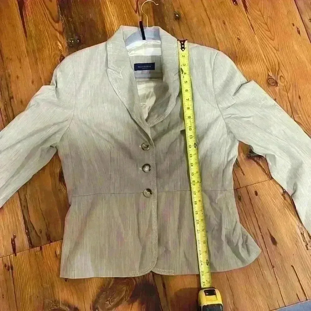 Piazza Sempione Tan double stitched pure wool blazer size large made in Italy - Picture 11 of 11